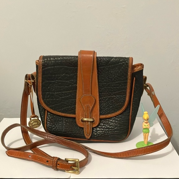 Dooney & Bourke Handbags - Dooney & Bourke Black and Tan Pebble Leather Crossbody.